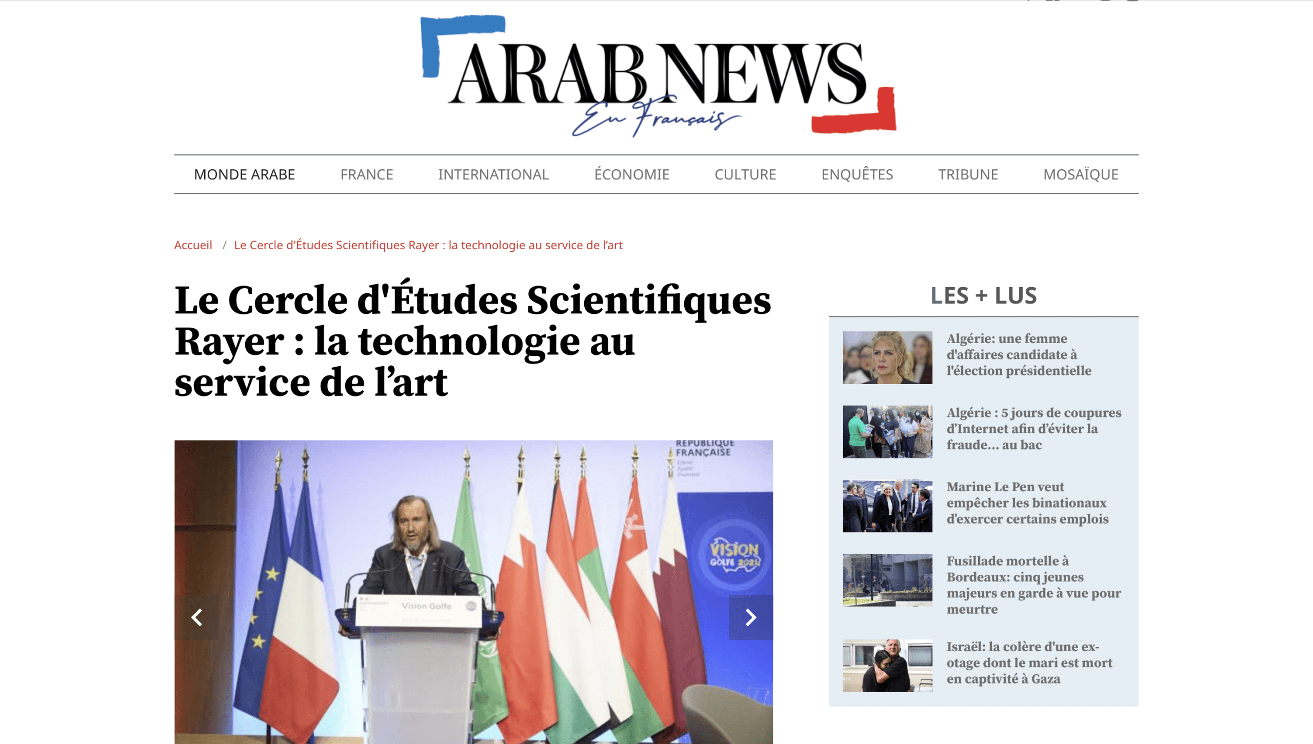 Arab News en français - thierry rayer - universæ analysis - Cercle d'études scientifiques pierre rayer